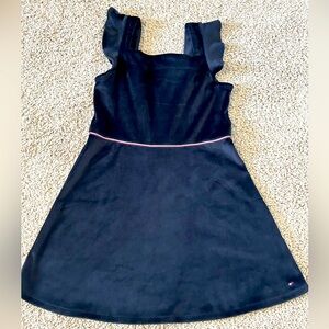ruffled sleeveless velvet dress